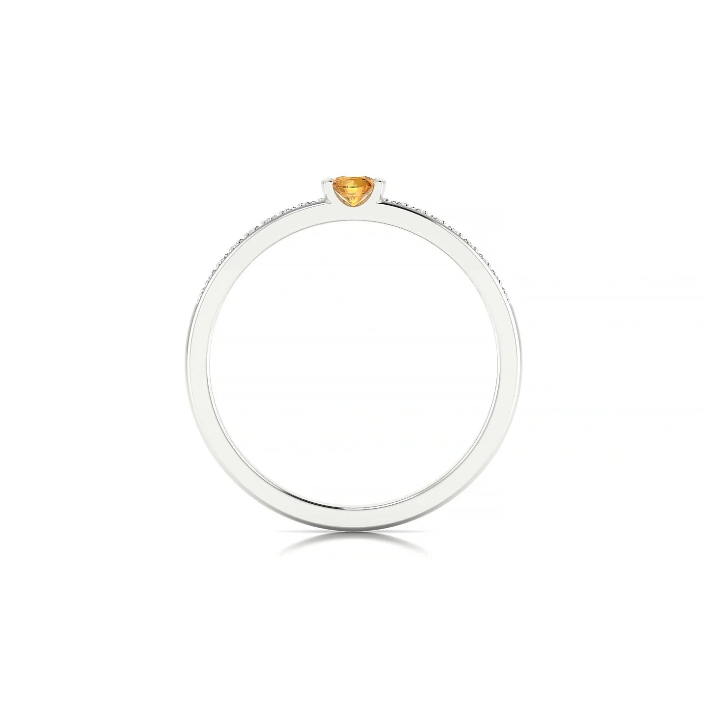 Crest | 18k White Gold 3 mm Round Citrine Ring