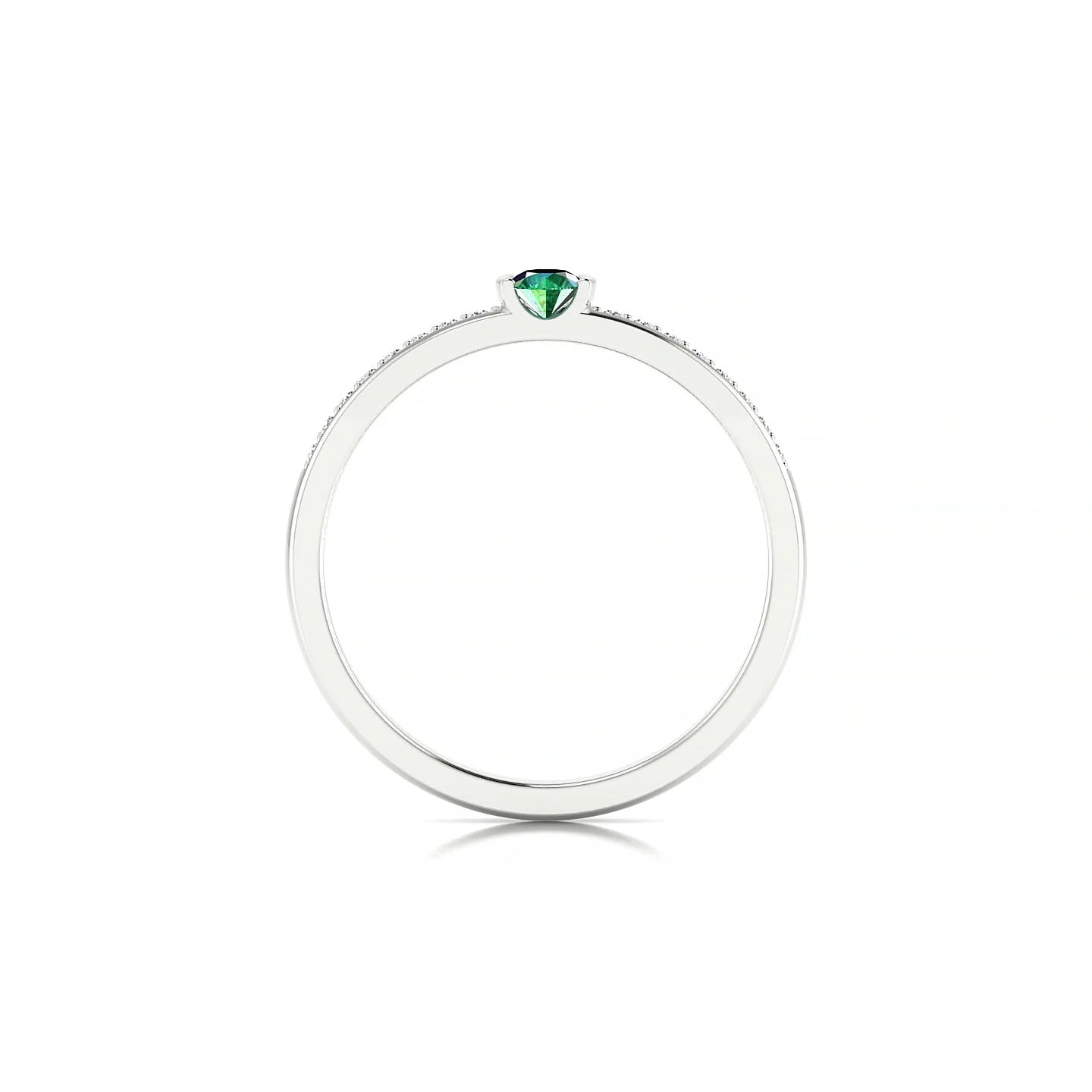 Crest | 18k White Gold 3 mm Round Emerald Ring