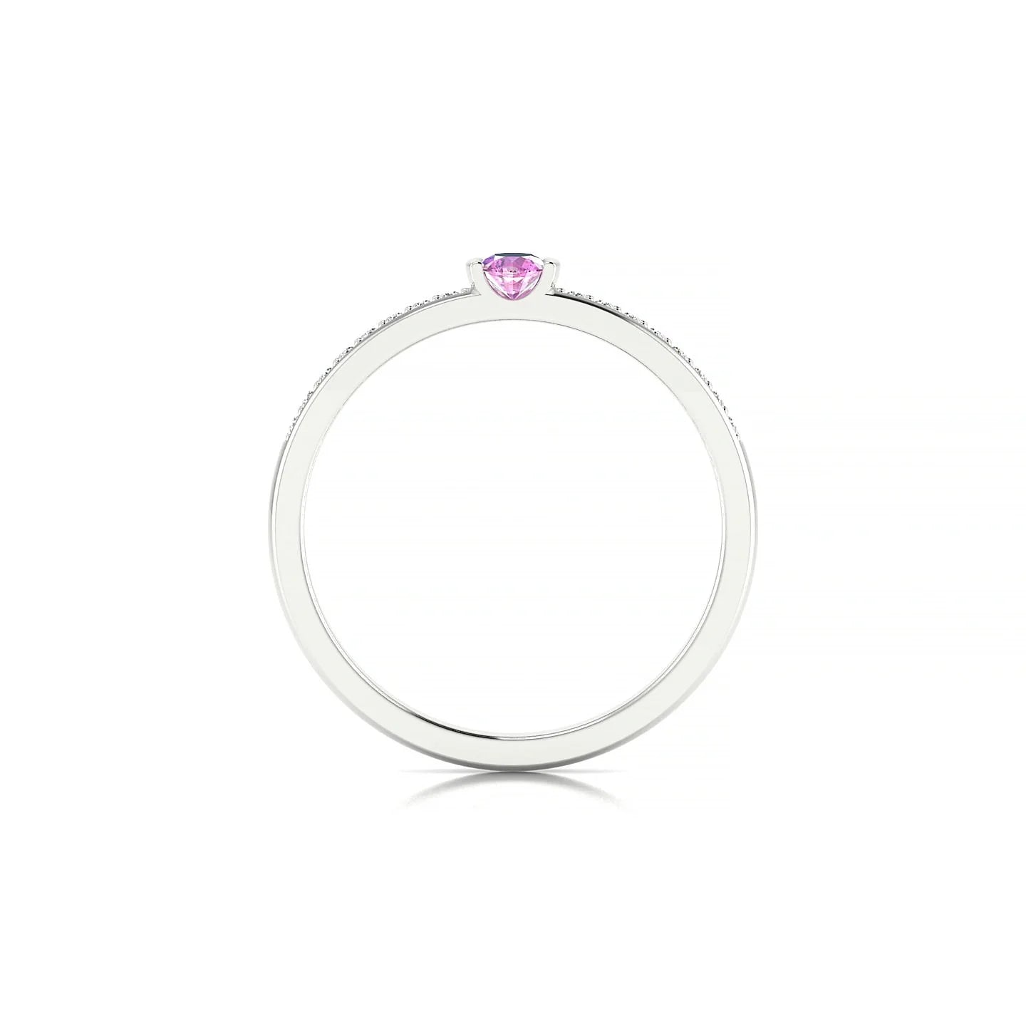 Crest | 18k White Gold 3 mm Round Pink Sapphire Ring