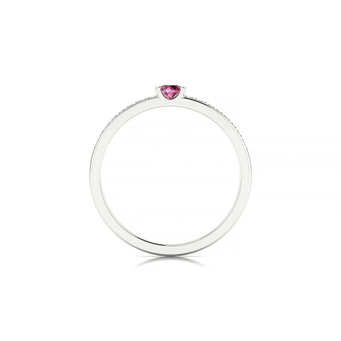 Crest | 18k White Gold 3 mm Round Rhodolite Ring