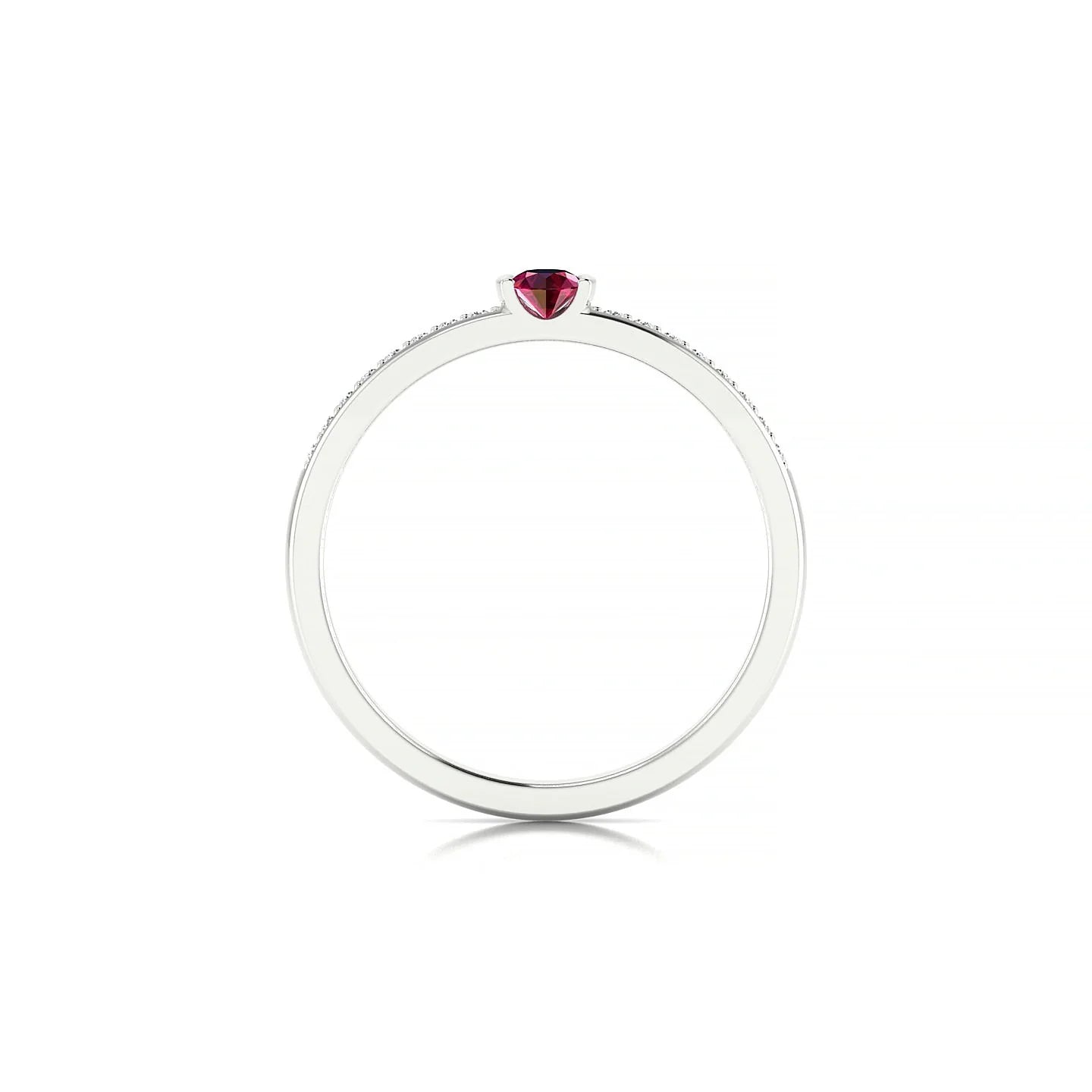 Crest | 18k White Gold 3 mm Round Ruby Ring