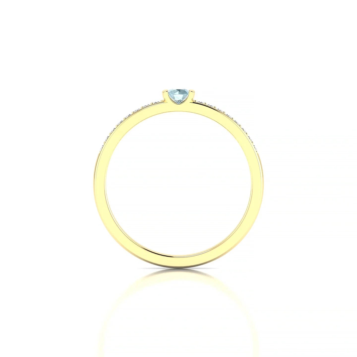 Crest | 18k Yellow Gold 3 mm Round Aquamarine Ring