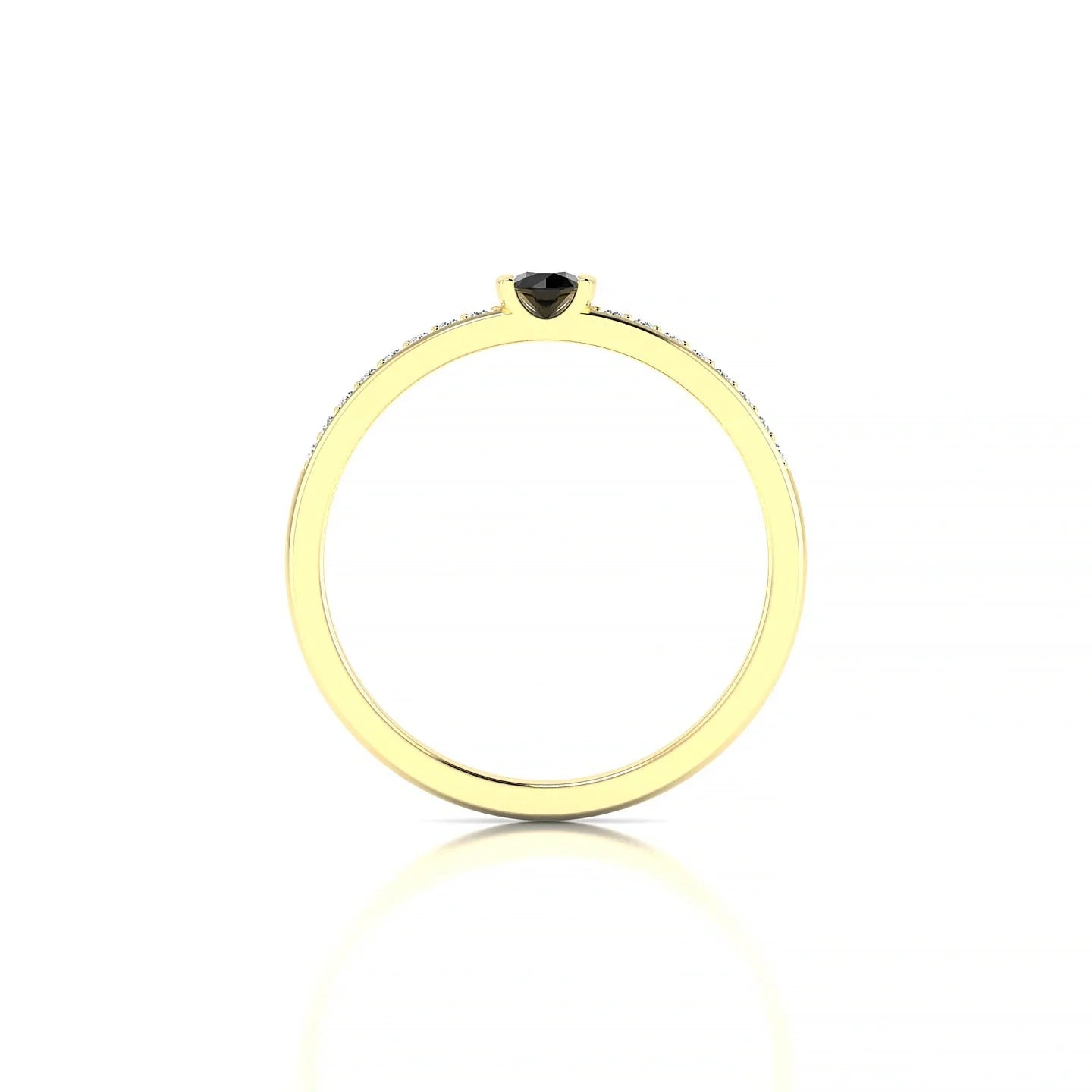 Crest | 18k Yellow Gold 3 mm Round Black Diamond Ring