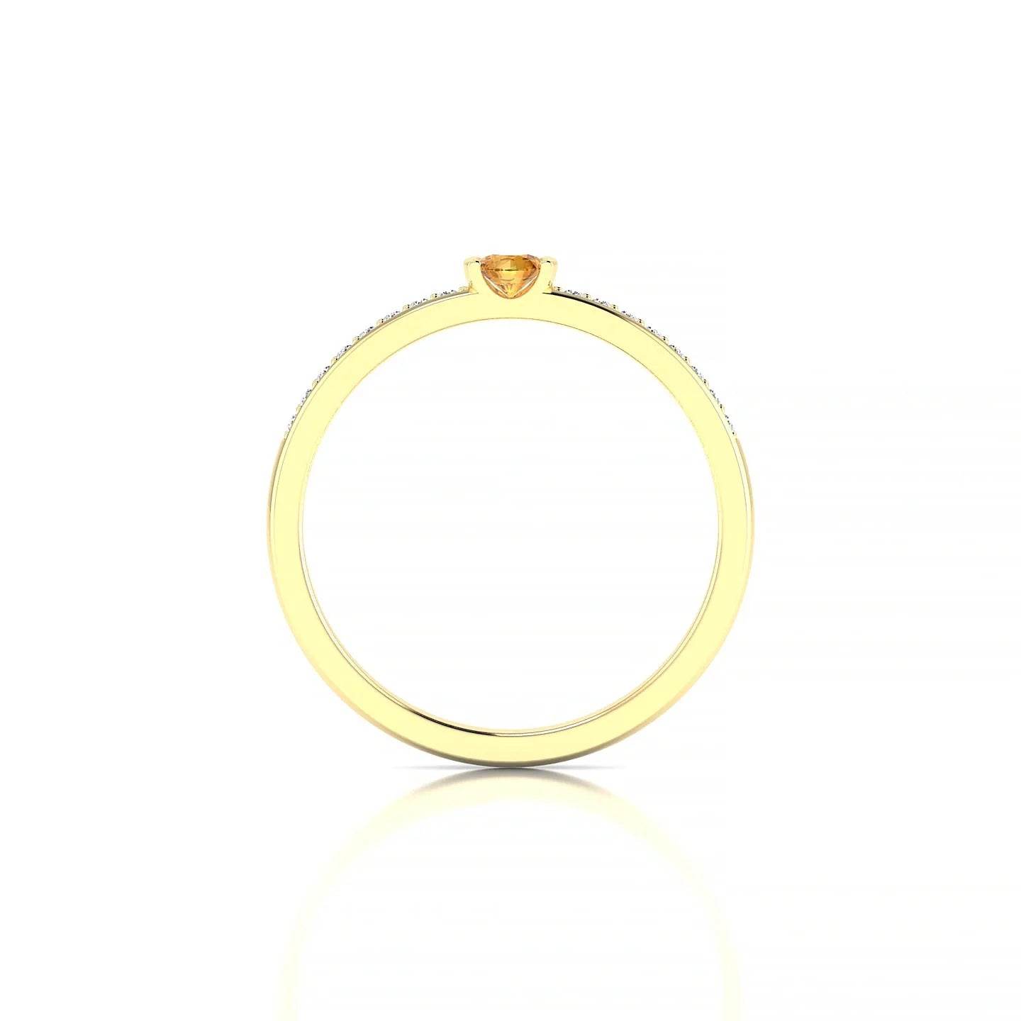 Crest | 18k Yellow Gold 3 mm Round Citrine Ring