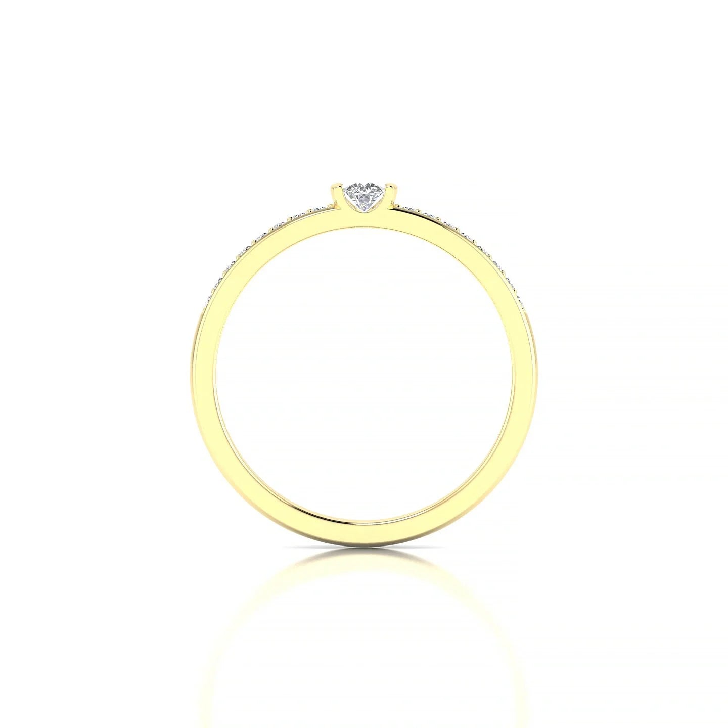 Crest | 18k Yellow Gold 3 mm Round Diamond Ring