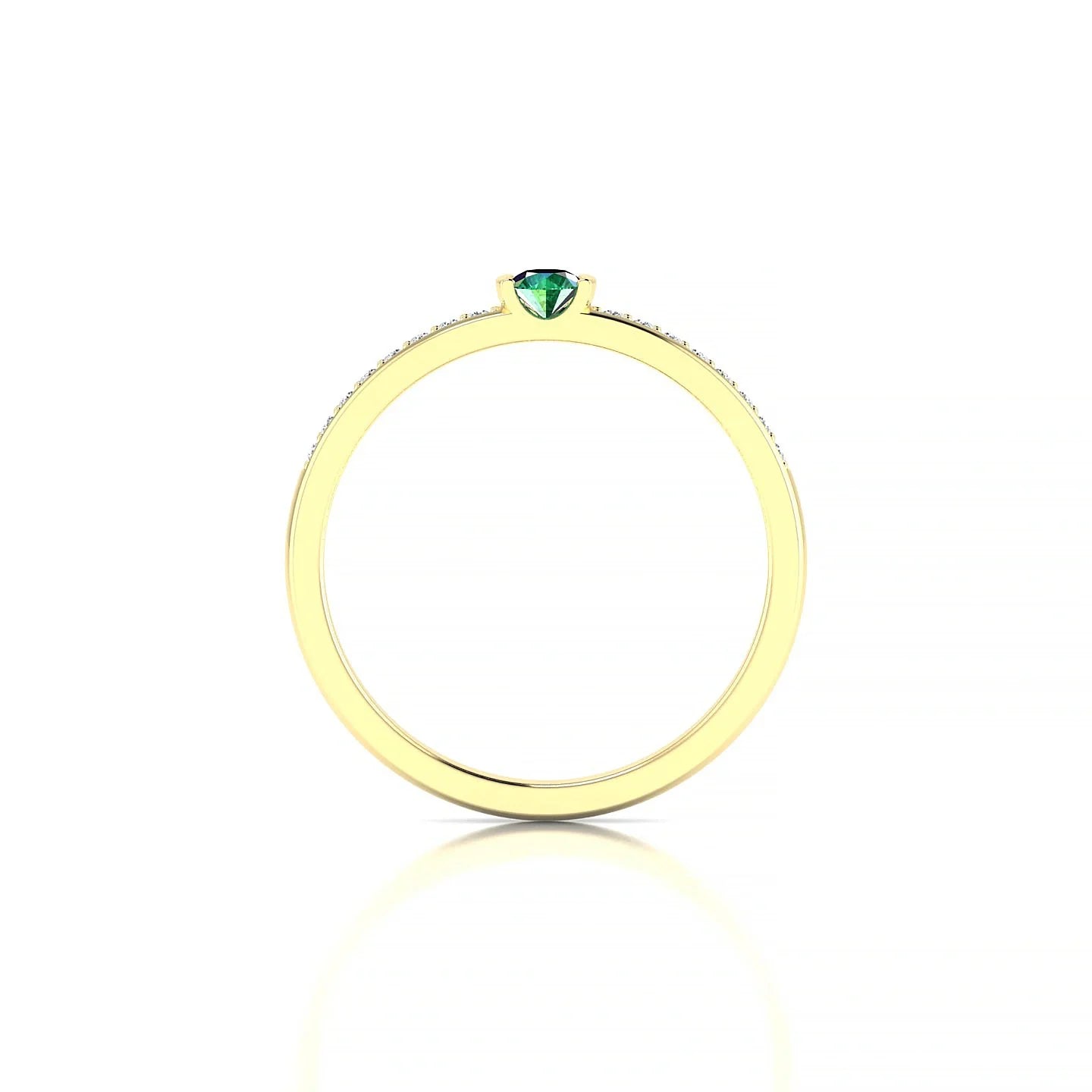 Crest | 18k Yellow Gold 3 mm Round Emerald Ring