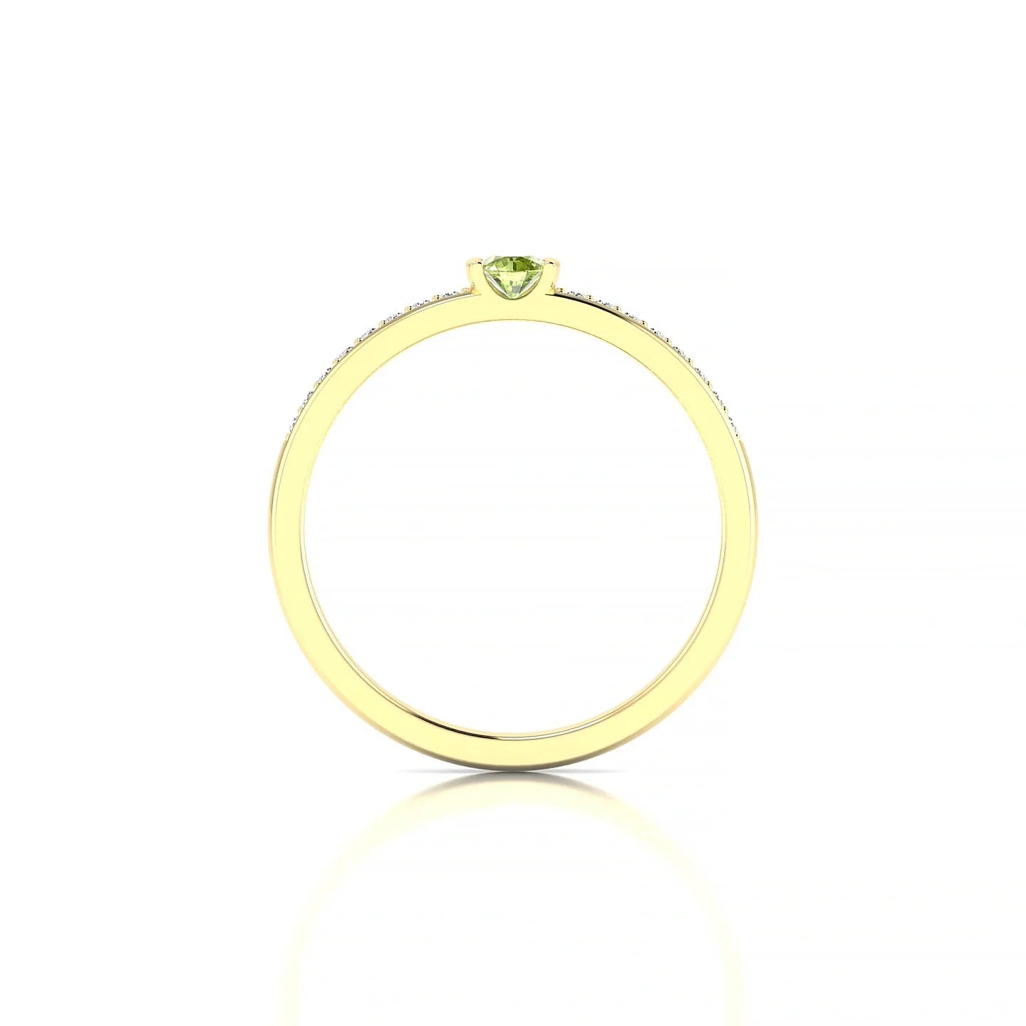 Crest | 18k Yellow Gold 3 mm Round Peridot Ring