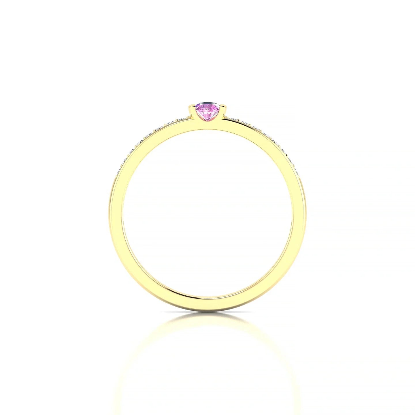 Crest | 18k Yellow Gold 3 mm Round Pink Sapphire Ring