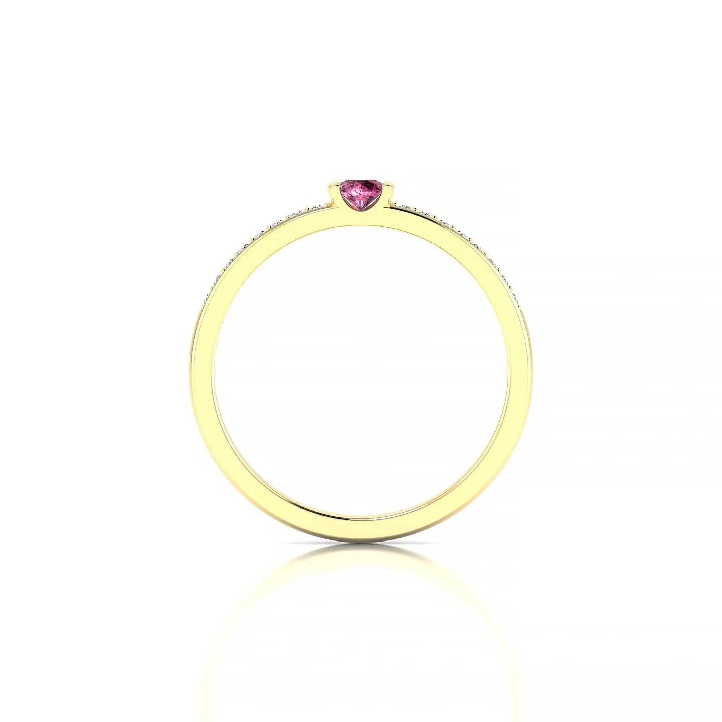 Crest | 18k Yellow Gold 3 mm Round Rhodolite Ring