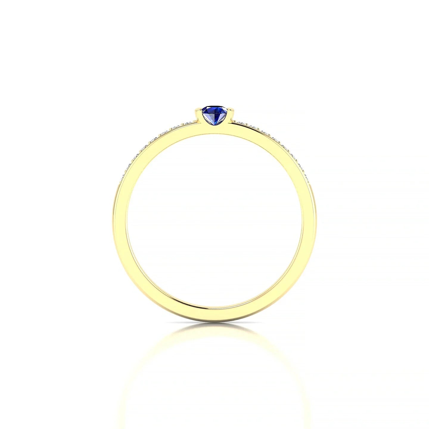Crest | 18k Yellow Gold 3 mm Round Sapphire Ring