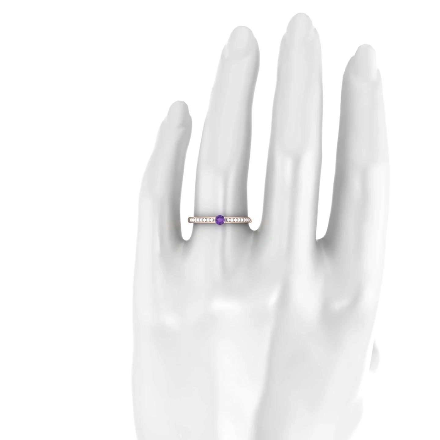 Crest | 18k Rose Gold 3 mm Round Amethyst Ring