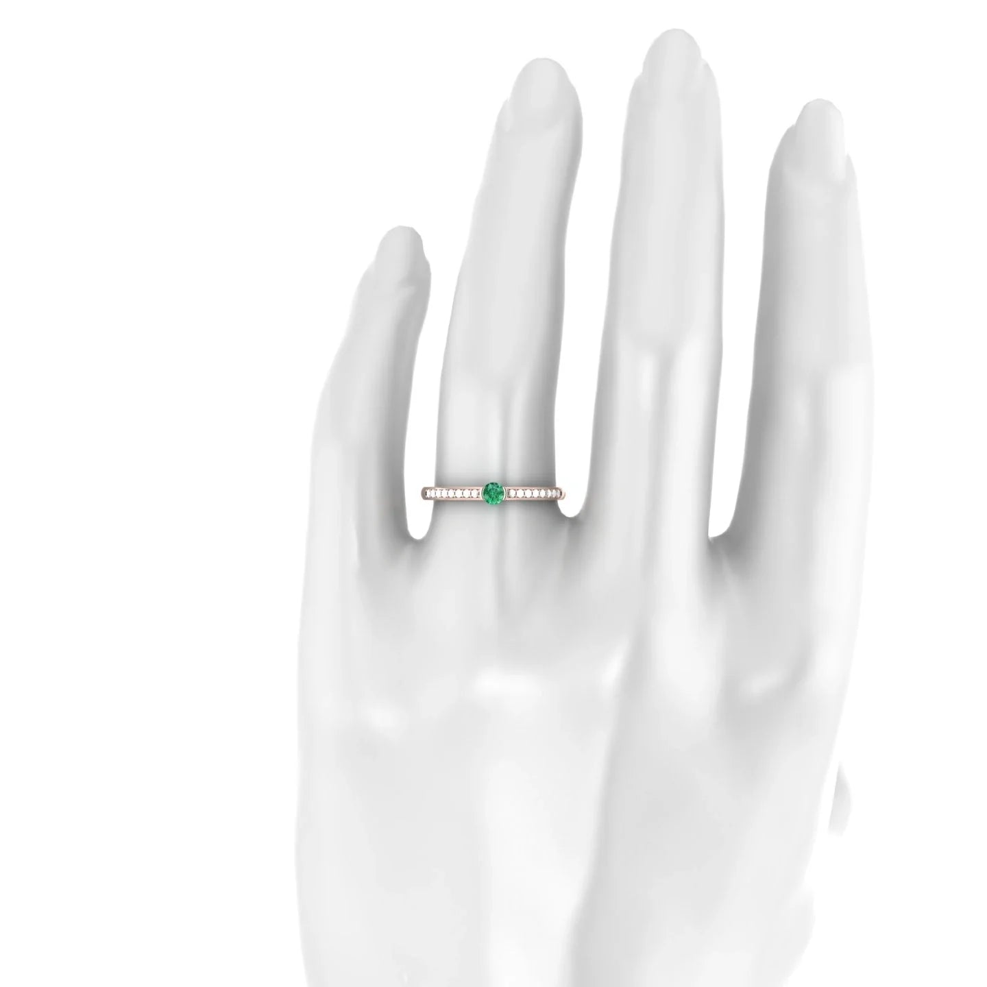 Crest | 18k Rose Gold 3 mm Round Emerald Ring