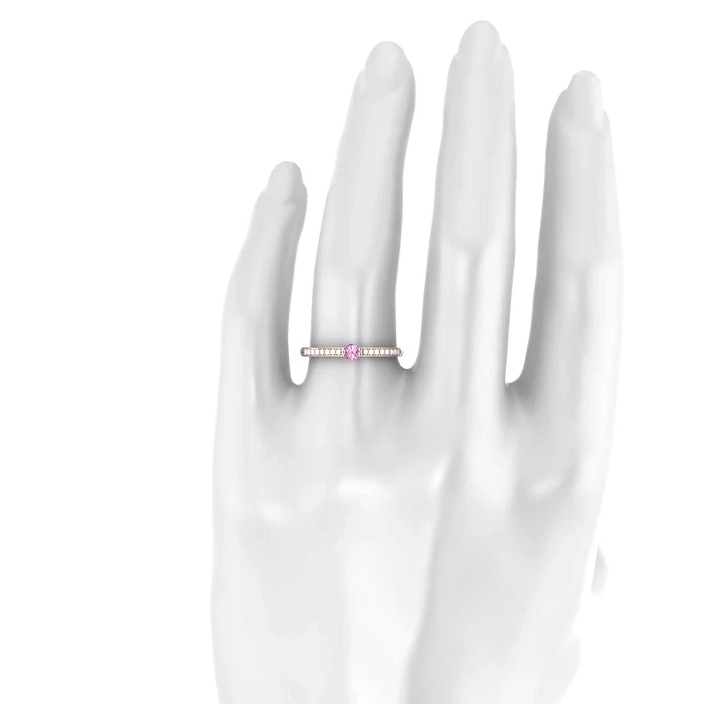 Crest | 18k Rose Gold 3 mm Round Pink Sapphire Ring