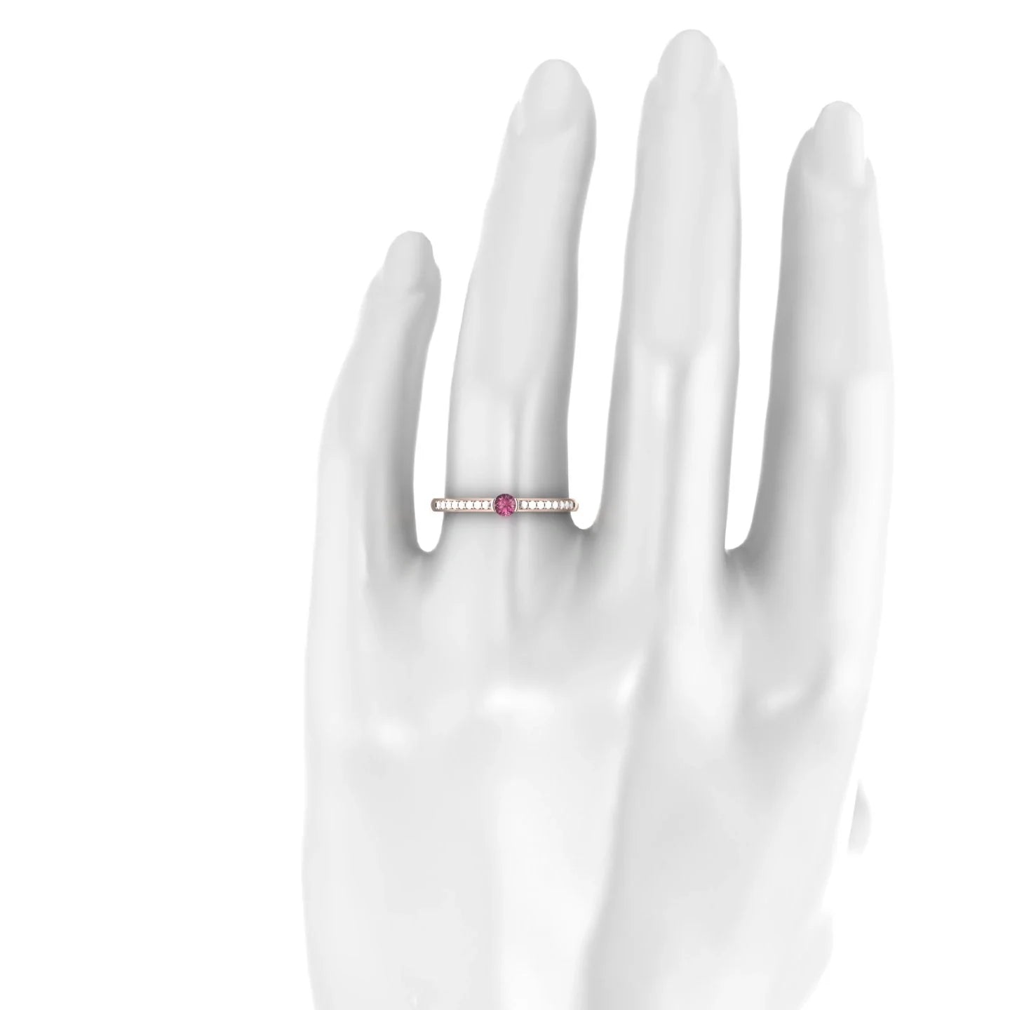 Crest | 18k Rose Gold 3 mm Round Rhodolite Ring