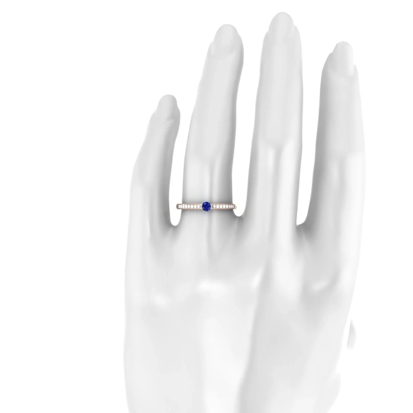 Crest | 18k Rose Gold 3 mm Round Sapphire Ring