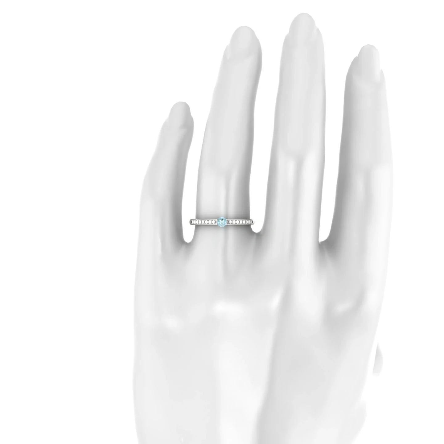 Crest | 18k White Gold 3 mm Round Aquamarine Ring