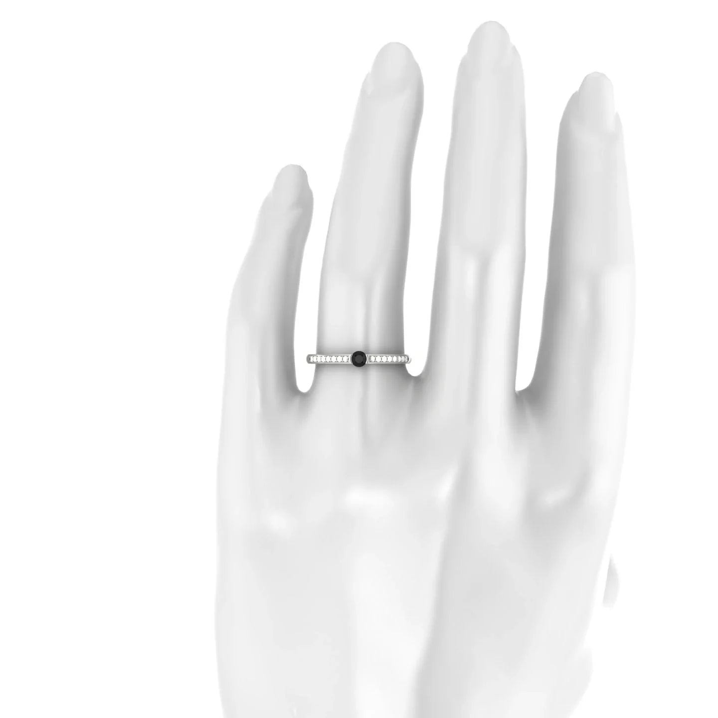 Crest | 18k White Gold 3 mm Round Black Diamond Ring