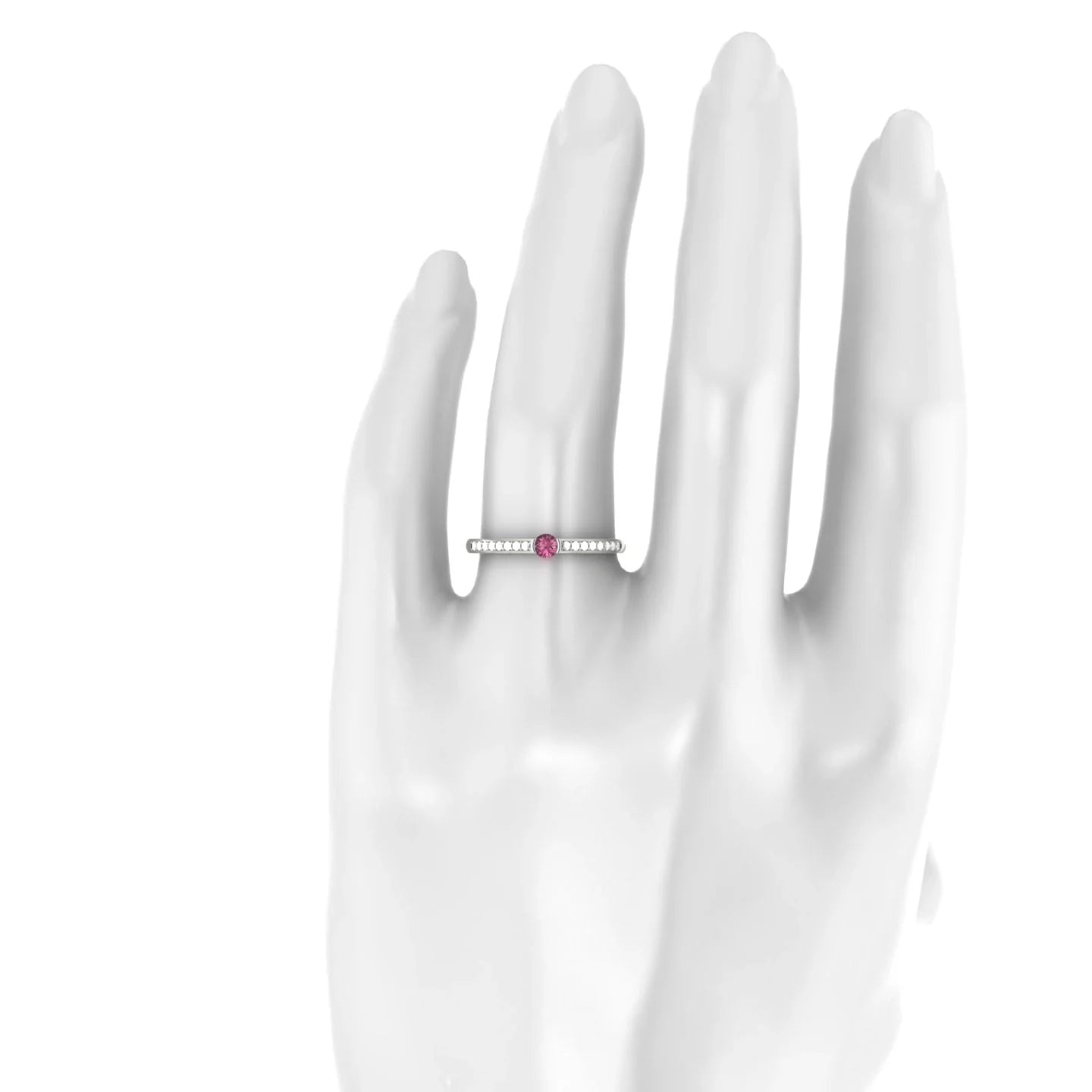 Crest | 18k White Gold 3 mm Round Rhodolite Ring