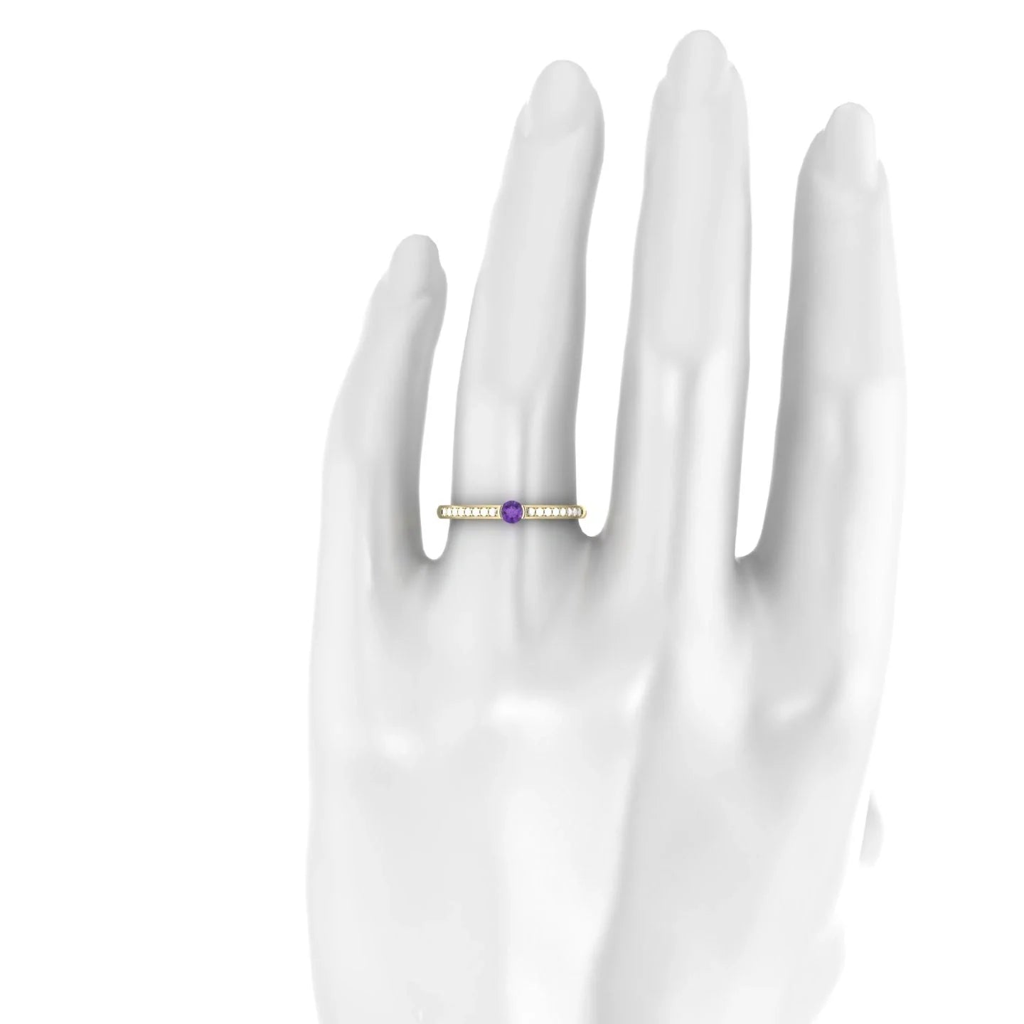Crest | 18k Yellow Gold 3 mm Round Amethyst Ring