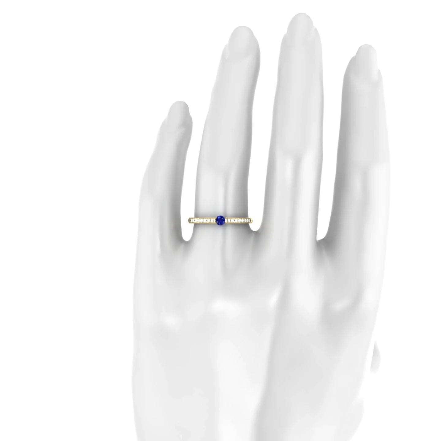 Crest | 18k Yellow Gold 3 mm Round Sapphire Ring