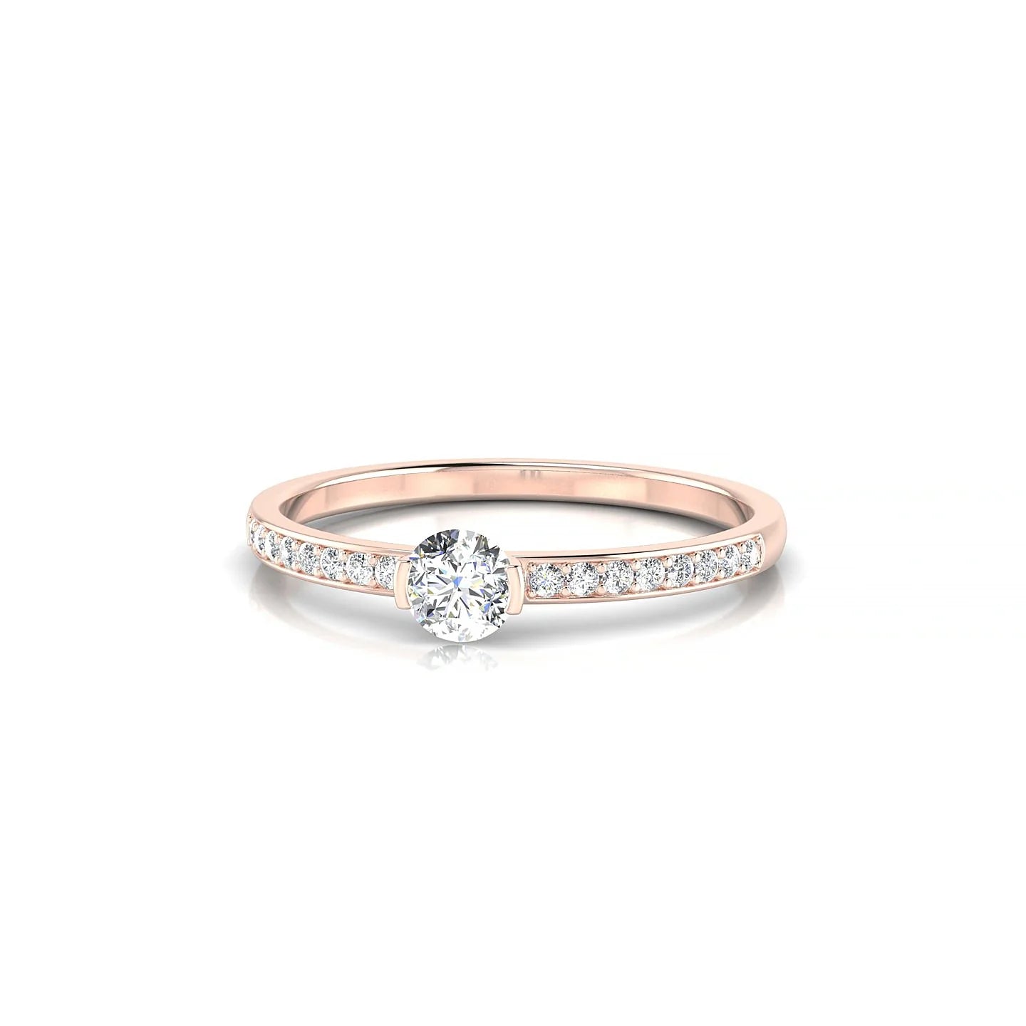 Crest | 18k Rose Gold 3.7 mm Round Diamond Ring