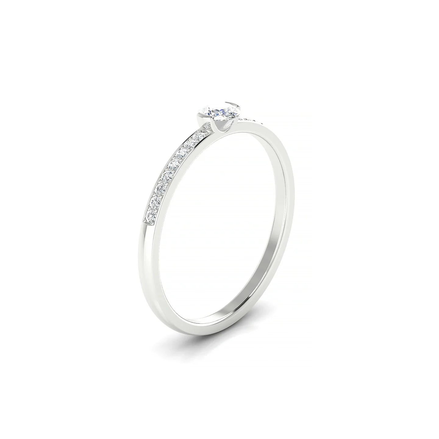 Crest | 18k White Gold 3.7 mm Round Diamond Ring