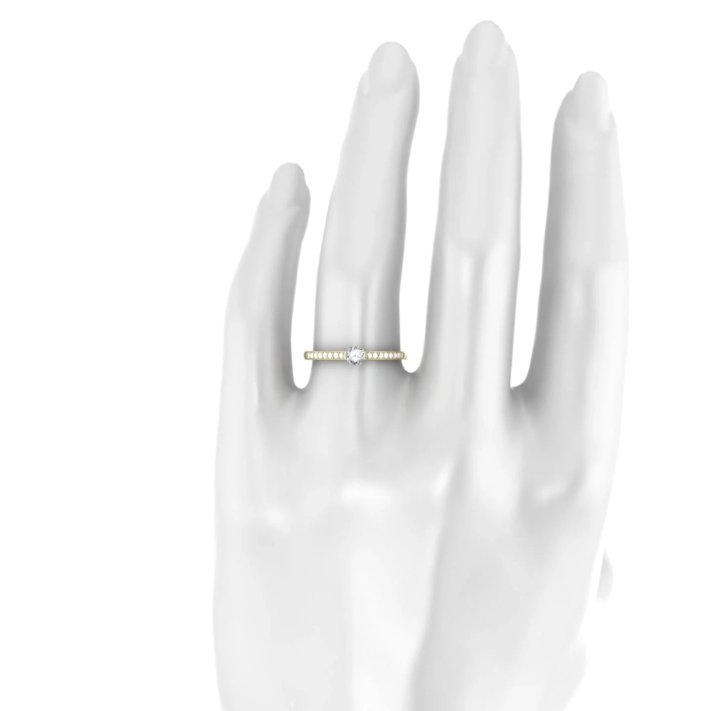 Crest | 18k Yellow Gold 3.7 mm Round Diamond Ring
