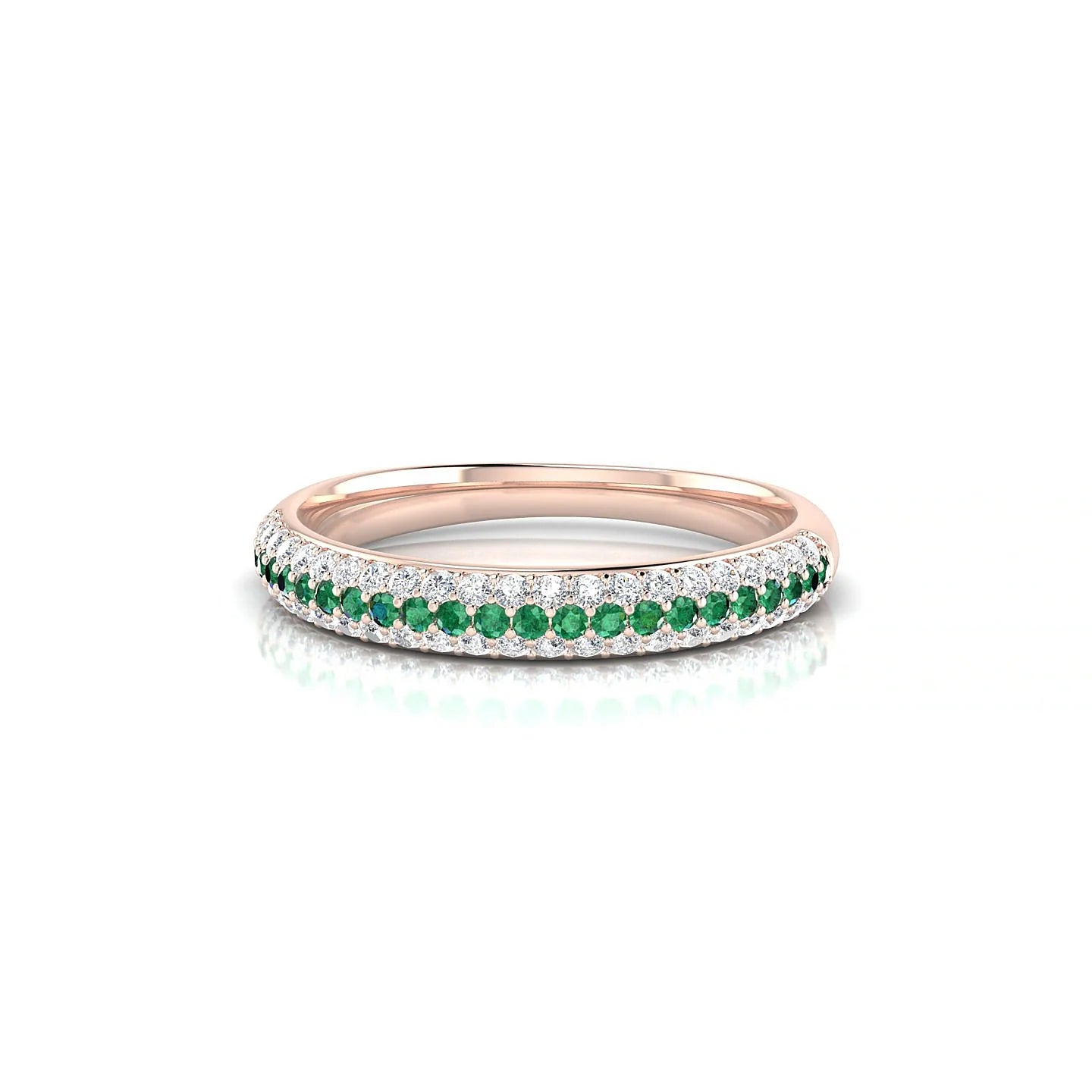 Dawn | 18k Rose Gold 1.1 mm Round Emerald & Diamond Ring