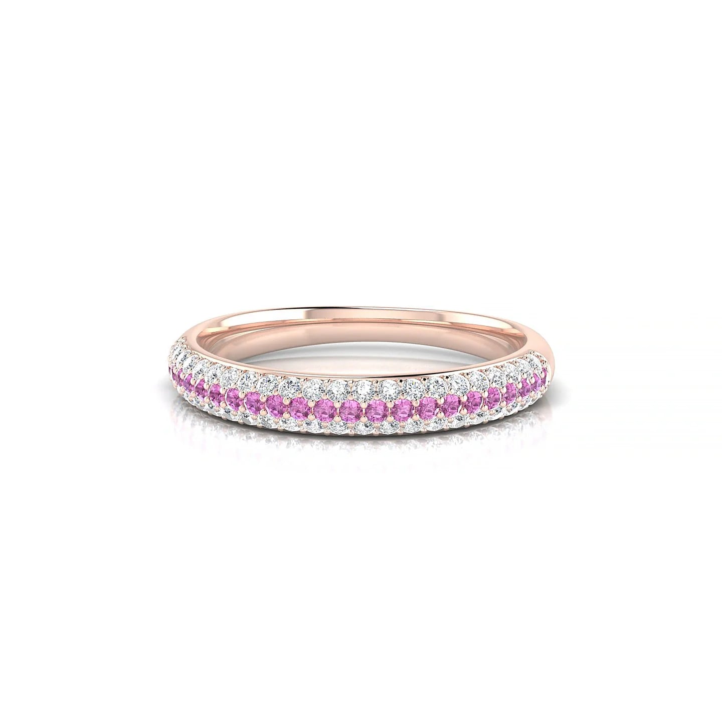 Dawn | 18k Rose Gold 1.1 mm Round Pink Sapphire & Diamond Ring
