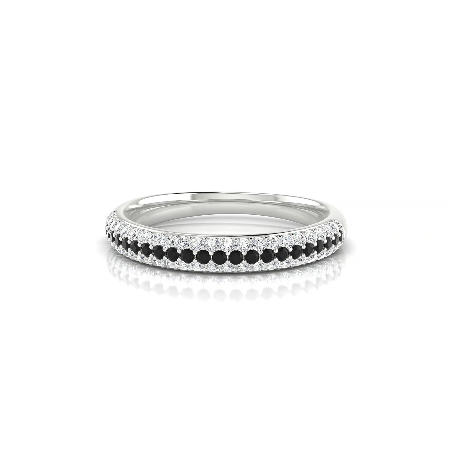 Dawn | 18k White Gold 1.1 mm Round Black Diamond & Diamond Ring