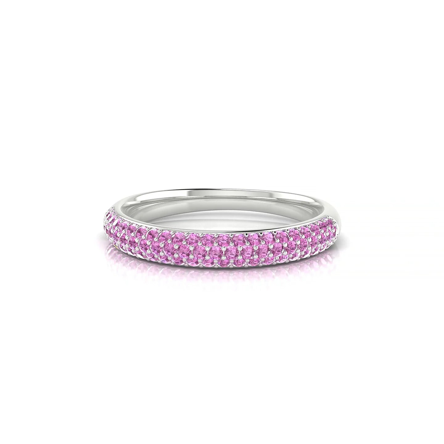 Dawn | 18k White Gold 1.1 mm Round Pink Sapphire Ring