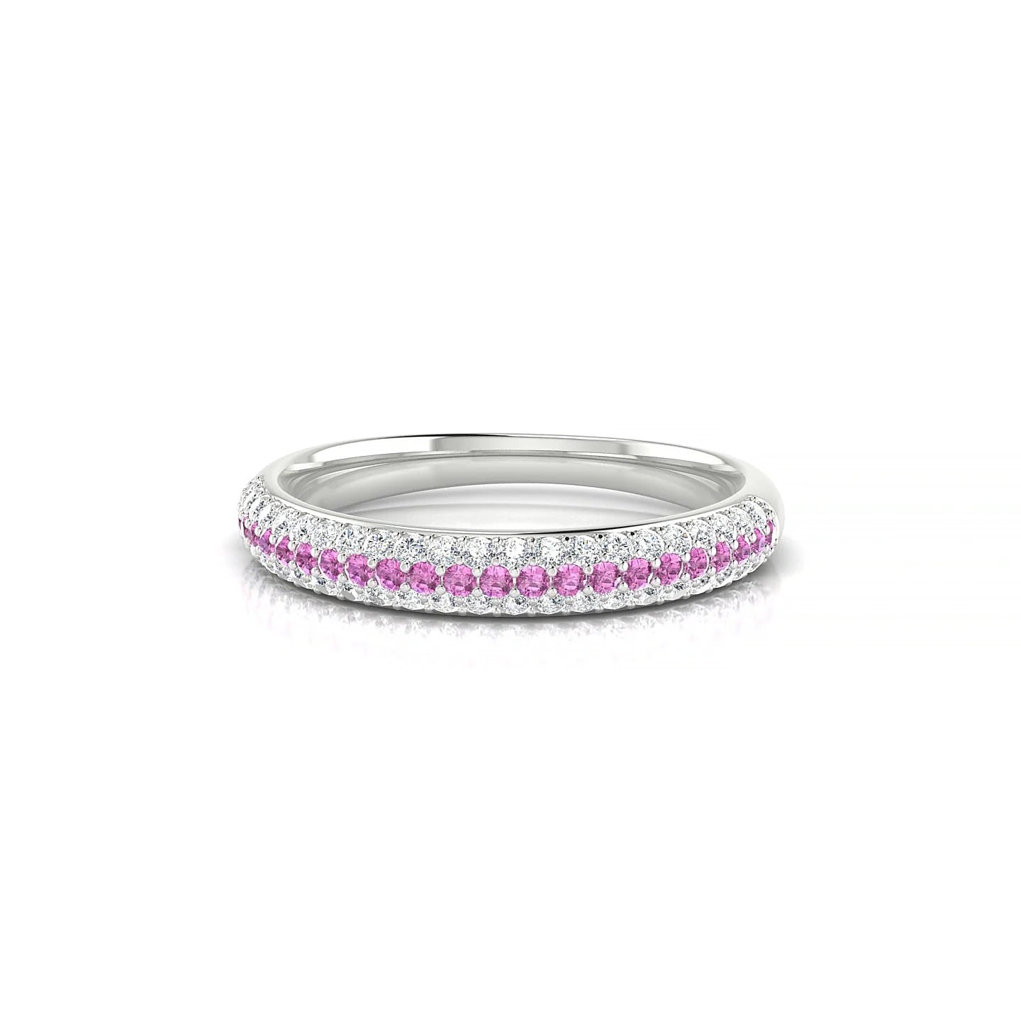Dawn | 18k White Gold 1.1 mm Round Pink Sapphire & Diamond Ring