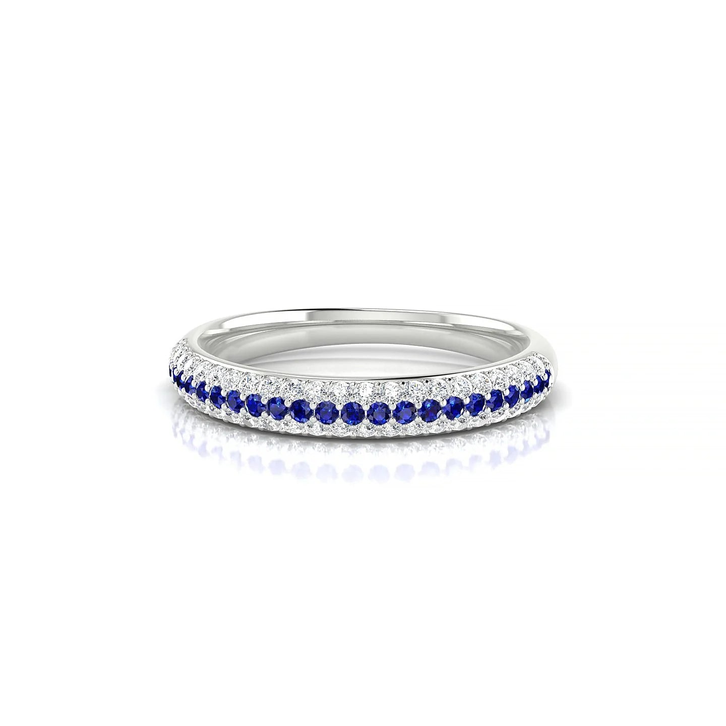 Dawn | 18k White Gold 1.1 mm Round Sapphire & Diamond Ring
