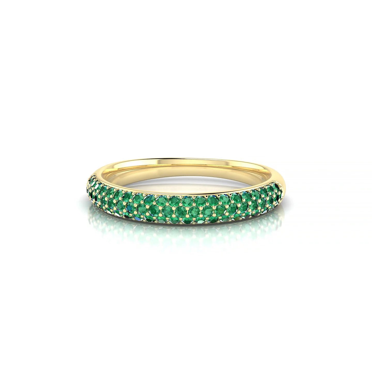 Dawn | 18k Yellow Gold 1.1 mm Round Emerald Ring