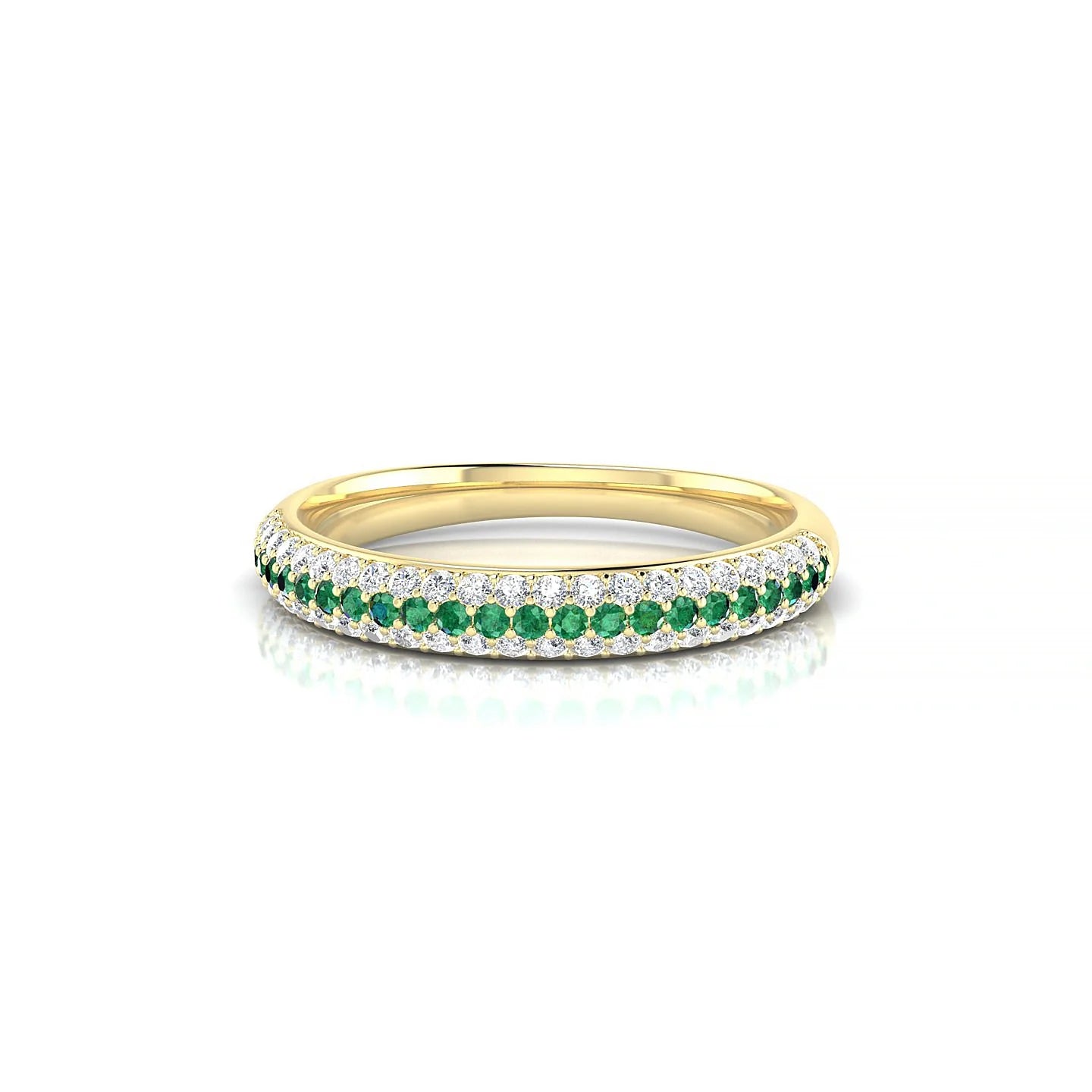 Dawn | 18k Yellow Gold 1.1 mm Round Emerald & Diamond Ring