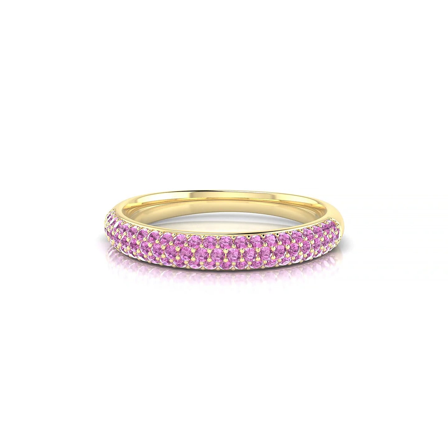 Dawn | 18k Yellow Gold 1.1 mm Round Pink Sapphire Ring
