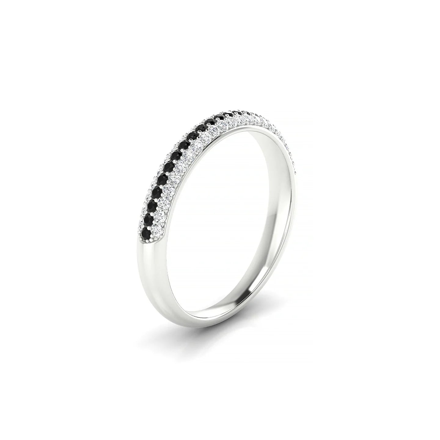 Dawn | 18k White Gold 1.1 mm Round Black Diamond & Diamond Ring