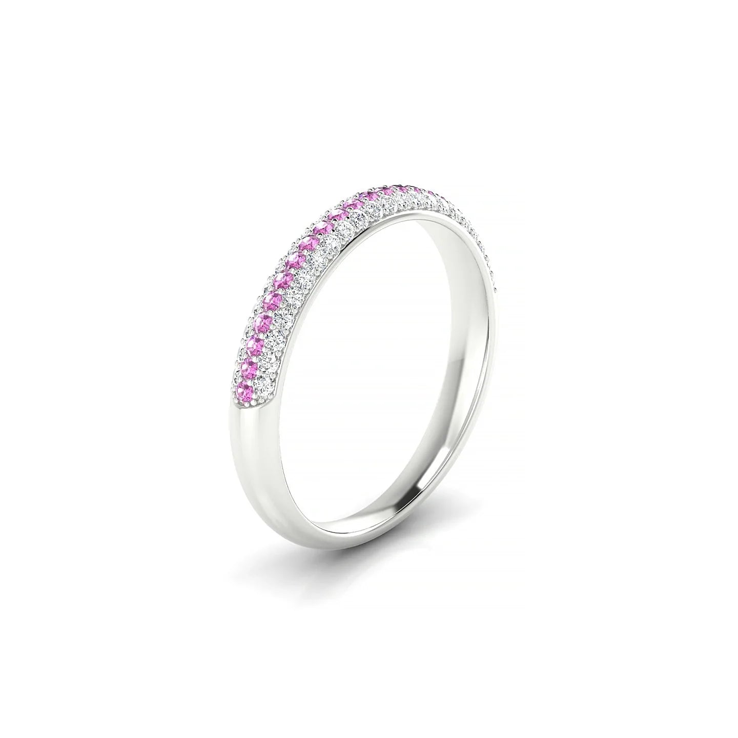 Dawn | 18k White Gold 1.1 mm Round Pink Sapphire & Diamond Ring
