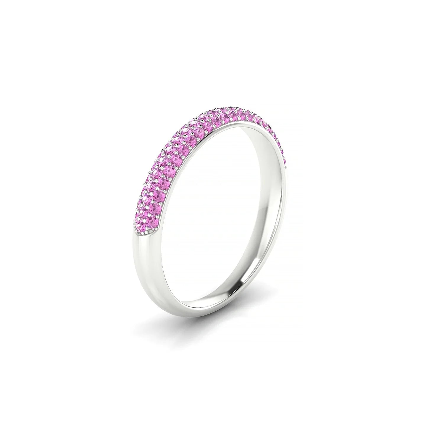 Dawn | 18k White Gold 1.1 mm Round Pink Sapphire Ring