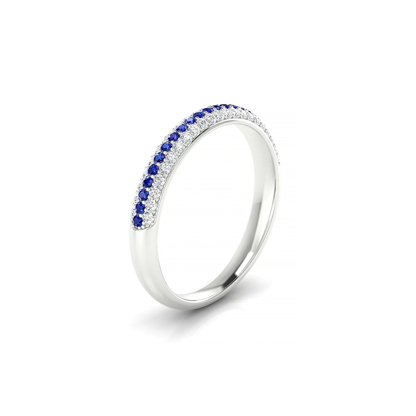 Dawn | 18k White Gold 1.1 mm Round Sapphire & Diamond Ring