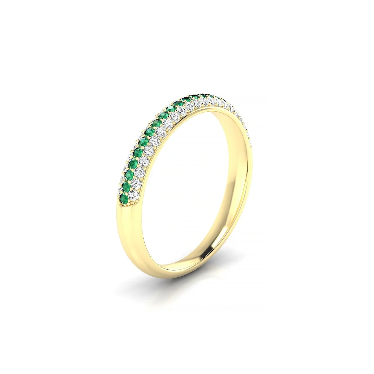 Dawn | 18k Yellow Gold 1.1 mm Round Emerald & Diamond Ring
