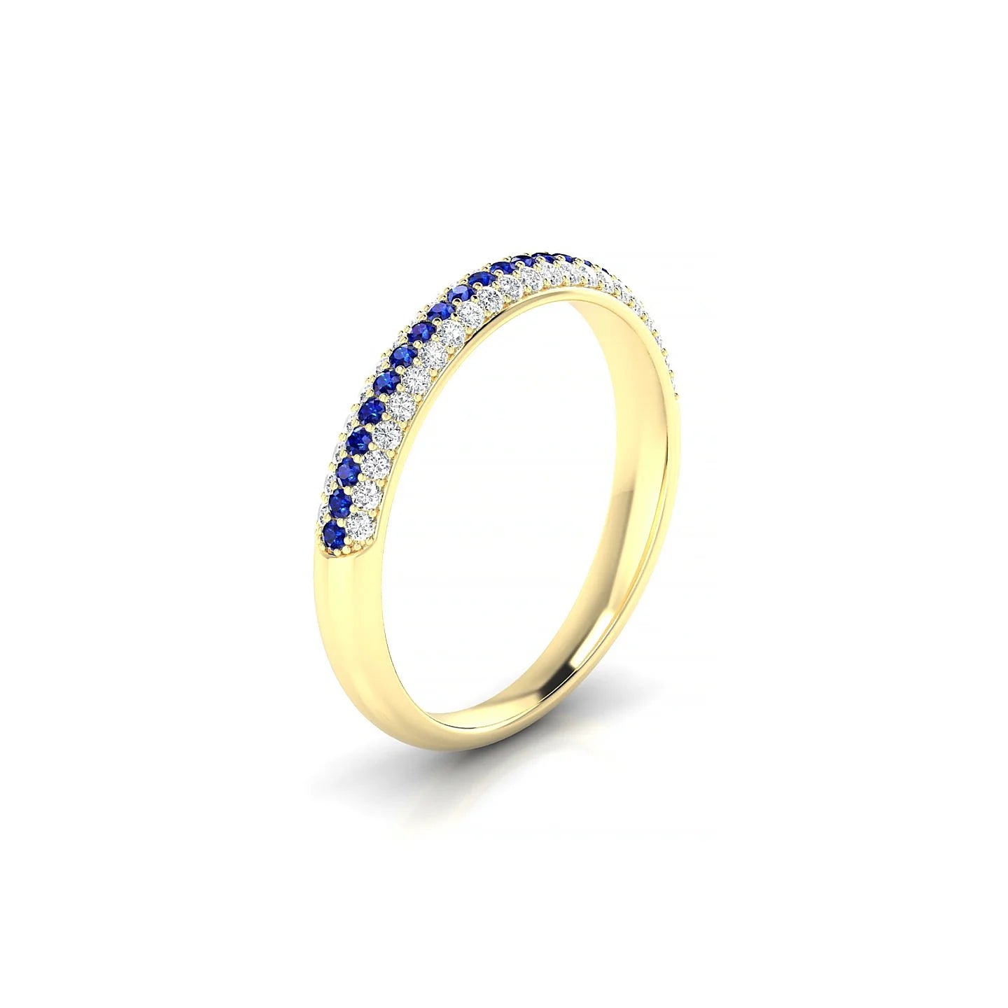 Dawn | 18k Yellow Gold 1.1 mm Round Sapphire & Diamond Ring