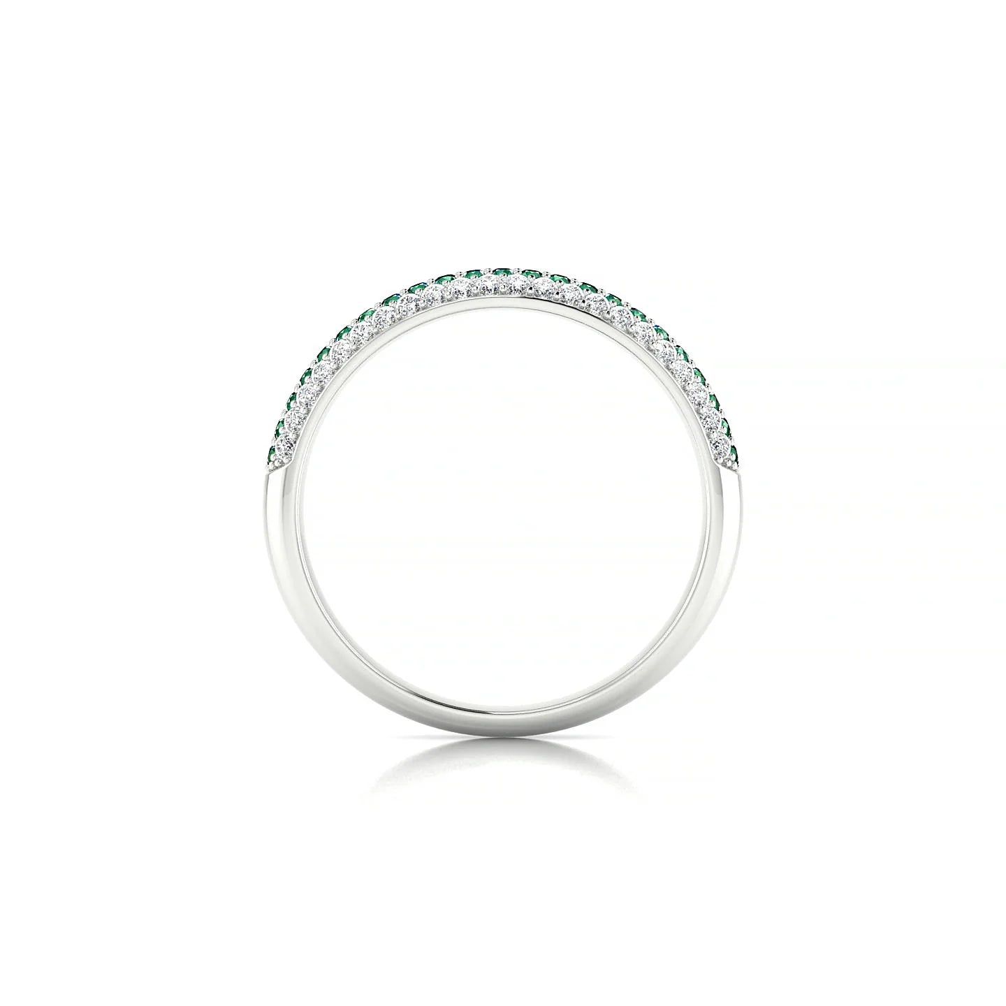 Dawn | 18k White Gold 1.1 mm Round Emerald & Diamond Ring