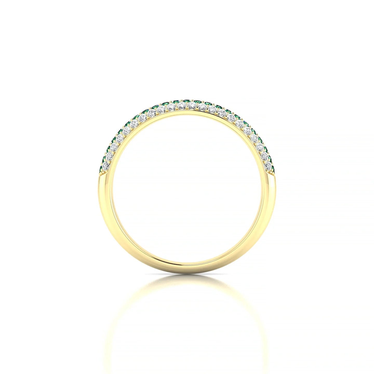 Dawn | 18k Yellow Gold 1.1 mm Round Emerald & Diamond Ring