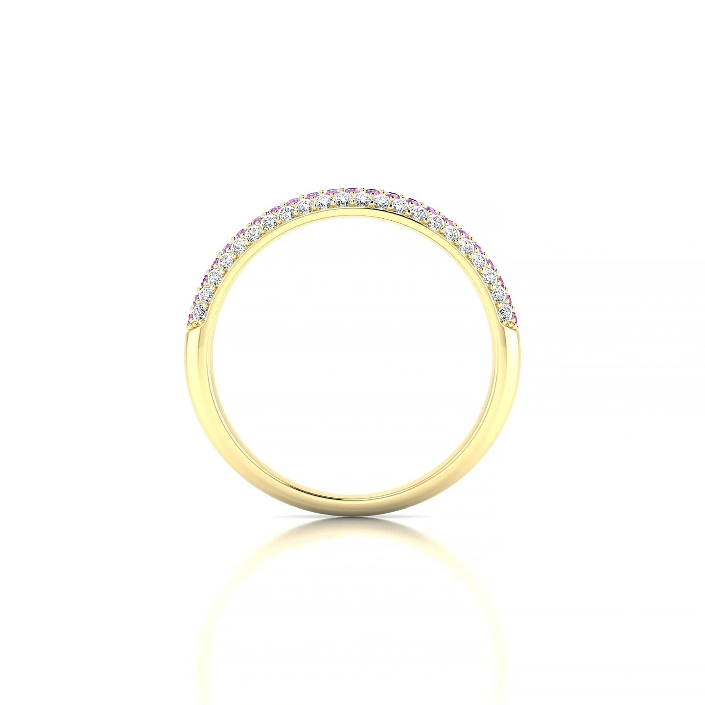 Dawn | 18k Yellow Gold 1.1 mm Round Pink Sapphire & Diamond Ring