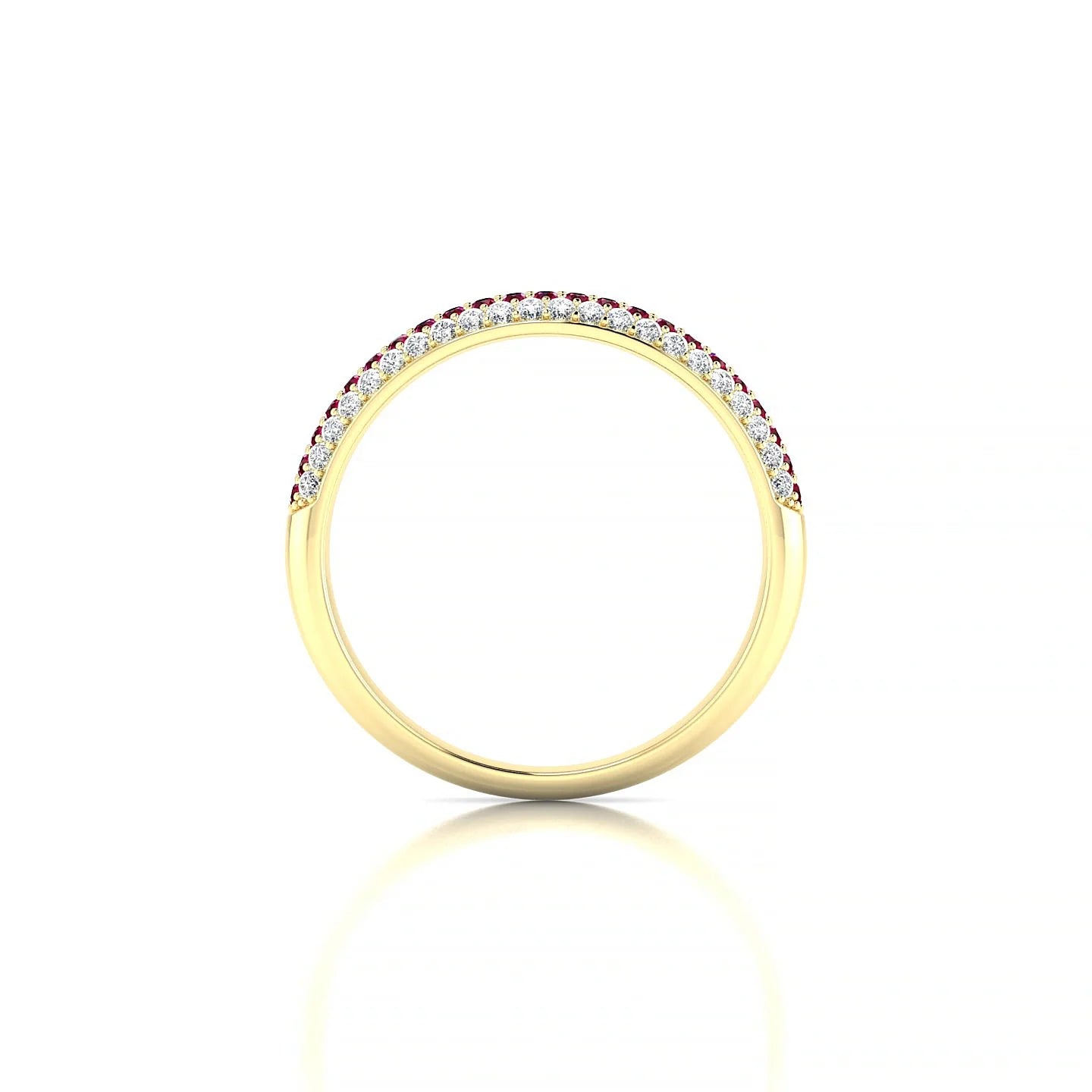 Dawn | 18k Yellow Gold 1.1 mm Round Ruby & Diamond Ring