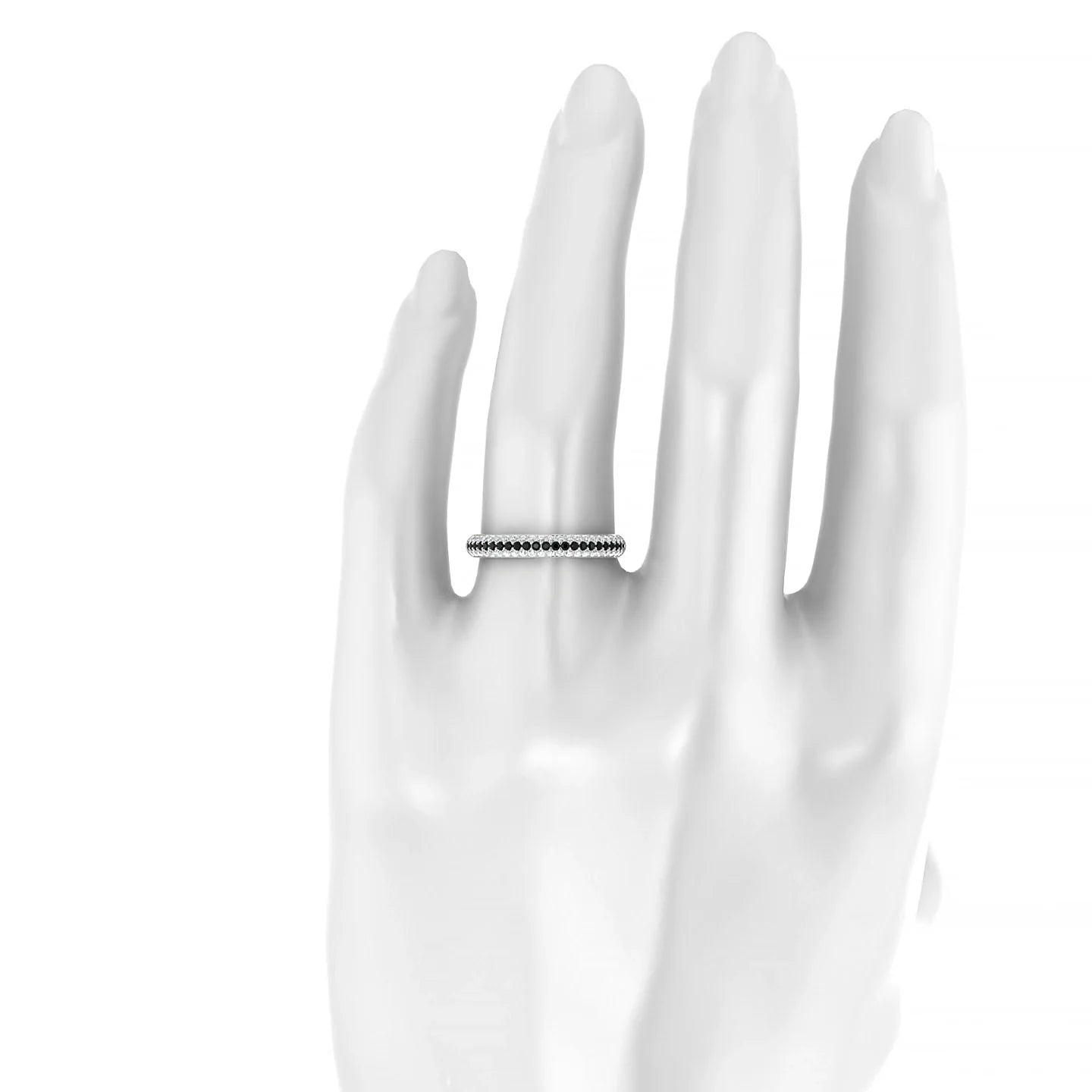 Dawn | 18k White Gold 1.1 mm Round Black Diamond & Diamond Ring