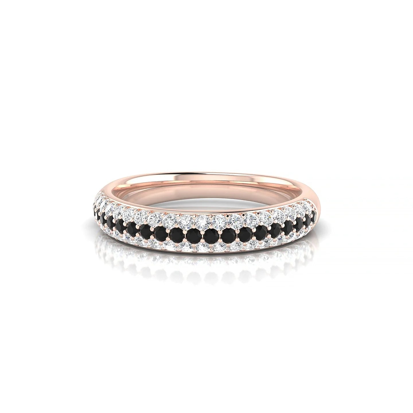 Dawn | 18k Rose Gold 1.3 mm Round Black Diamond & Diamond Ring