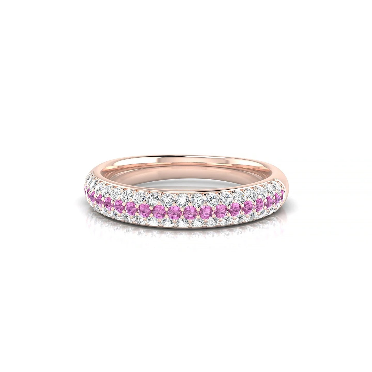 Dawn | 18k Rose Gold 1.3 mm Round Pink Sapphire & Diamond Ring