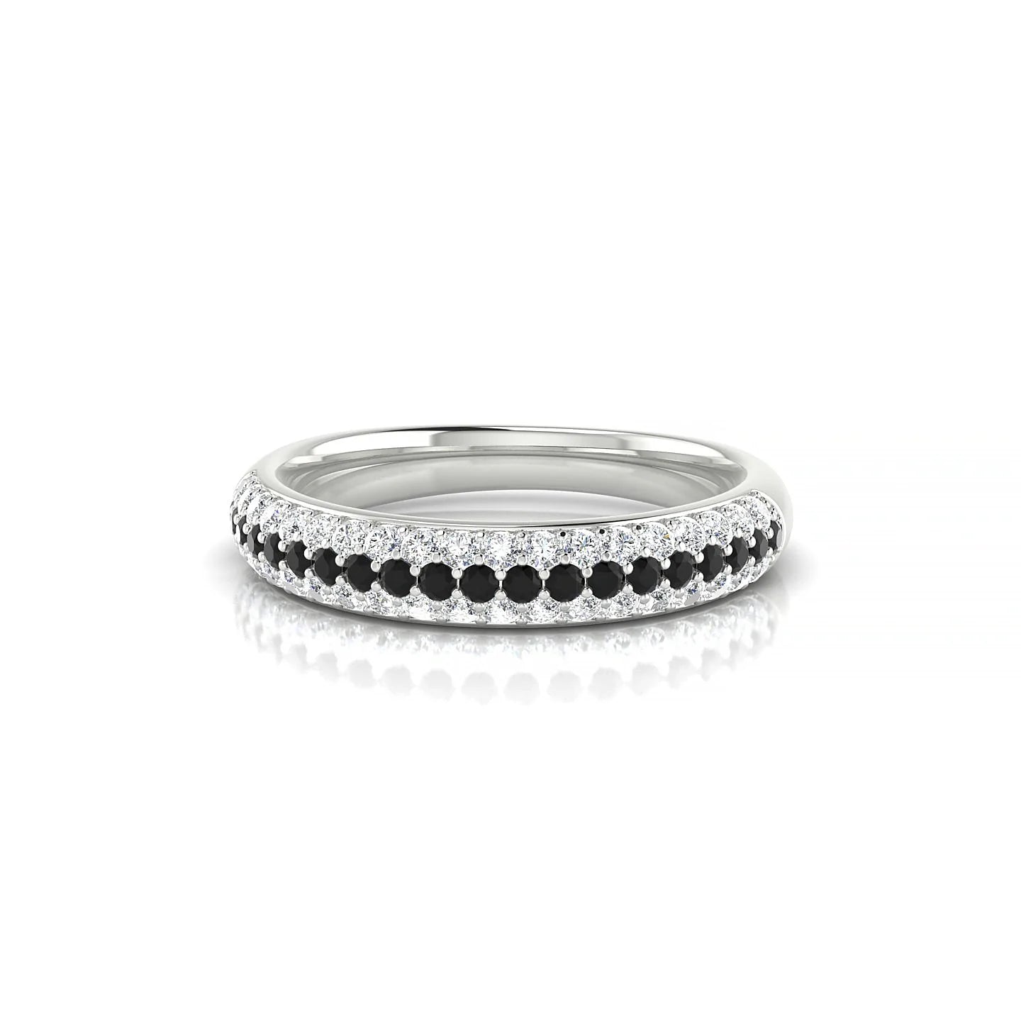 Dawn | 18k White Gold 1.3 mm Round Black Diamond & Diamond Ring